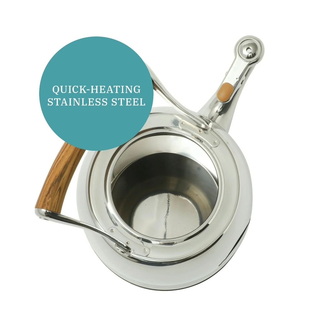 ❤️ 2025 The Pioneer Woman Stainless Steel Tea Kettle with Acacia Wood Handle - Picture 2 of 5